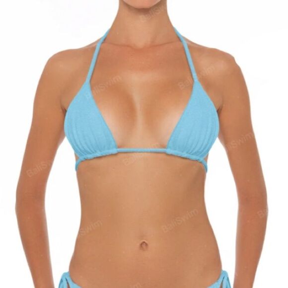 Carvico Classic Triangle Bikini Top Light Blue S Nwt - Picture 1 of 4